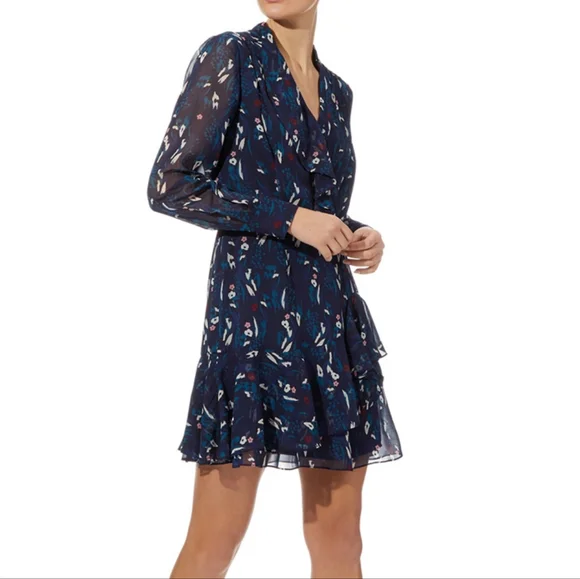 NWT REISS | Maris Long Sleeve Floral Mini Dress - Picture 8 of 9